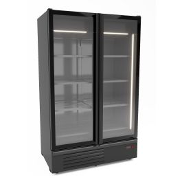 Combisteel REFRIGERATOR 2 GLASS DOORS BLACK 1200L