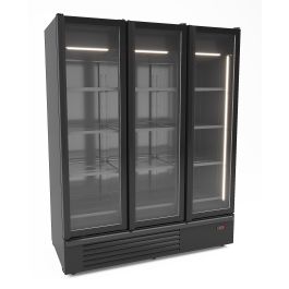 Combisteel REFRIGERATOR 3 GLASS DOORS BLACK 1555L