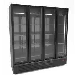 Combisteel REFRIGERATOR 4 GLASS DOORS BLACK 1850L