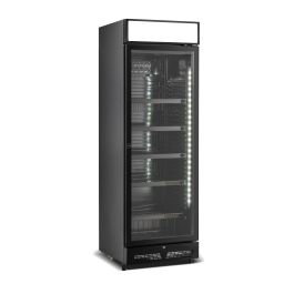 Combisteel REFRIGERATOR 1 GLASS DOOR BLACK WITH LIGHT BOX SVE-450 BLC