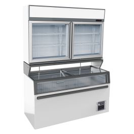 Combisteel WALL MOUNTED FREEZER UNIT WHITE 2 GLASS DOORS