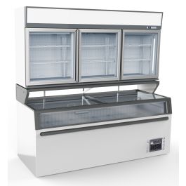 Combisteel WALL MOUNTED FREEZER UNIT WHITE 3 GLASS DOORS