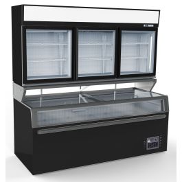 Combisteel WALL MOUNTED FREEZER UNIT BLACK 3 GLASS DOORS