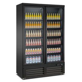 Combisteel REFRIGERATOR 2 GLASS DOORS BLACK CEB-1200R BL