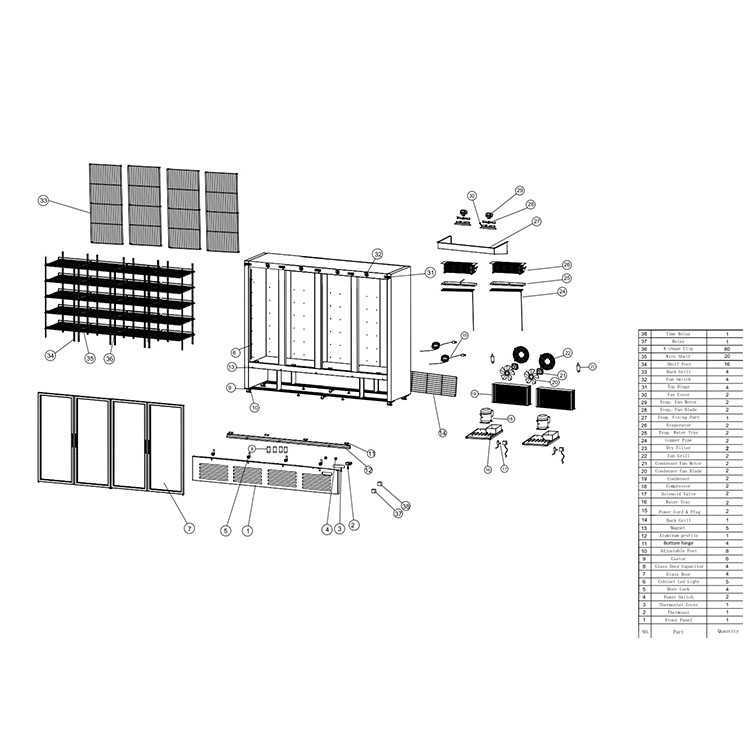 Koolmax KMF3000 – Four Glass Door Display Freezer (2500W X 740D X 2000H) Black - Image 3